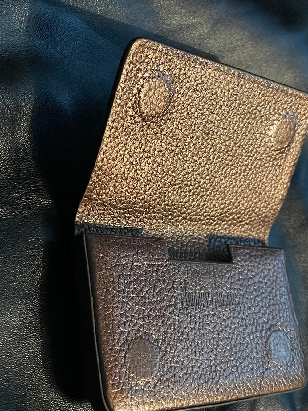 NM- Neiman-Marcus Dark Brown Pebbled Leather Card Holder